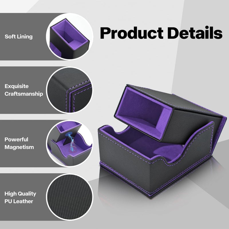 Stepane Dice Roller Tower, Premium DND Magnetic Dice Tray, Foldable PU Leather Dice Tower RPG Gifts for Dungeons and Dragons MTG Dm & Player Black/Violet - Image 4
